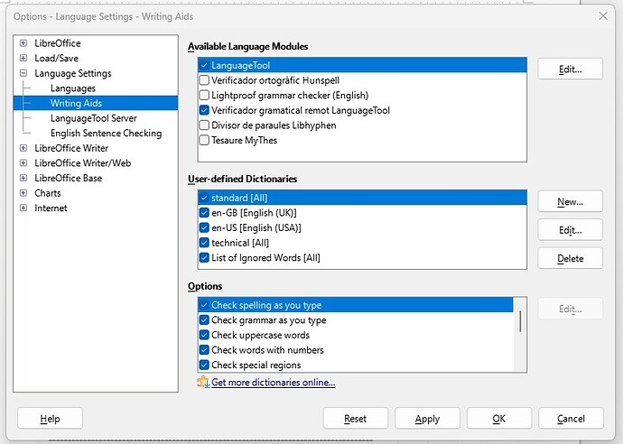 LibreOffice Writing Aids